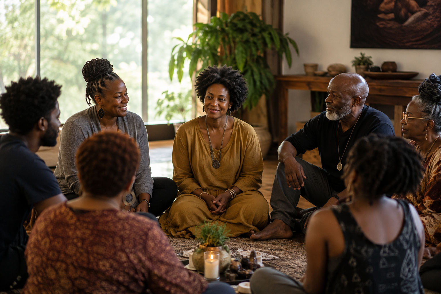 Grief circle — community members gathered in sacred space